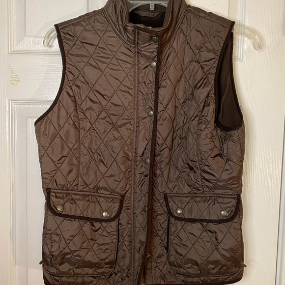 Eddie Bauer Snap Up Jacket Vest women size Large-  Brown sleeveless - Picture 4 of 9